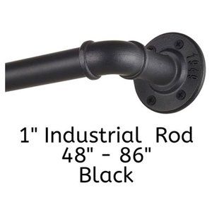 1" Industrial Curtain Rod for Windows 48 to 84, Pipe Wrap Around Curtain Black
